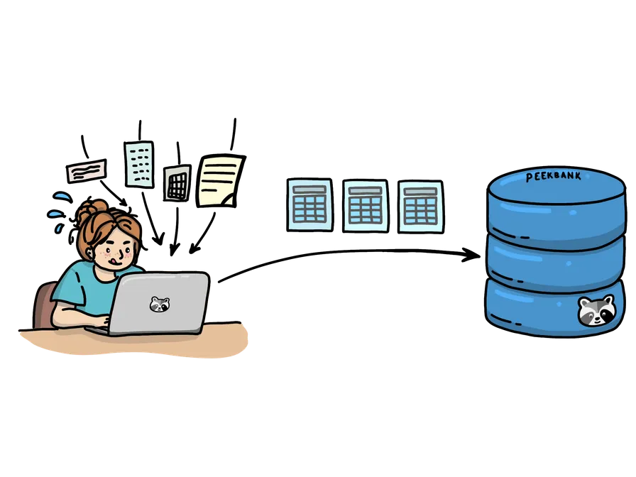 A researcher converts files from many labs into uniform tables stored in Peekbank